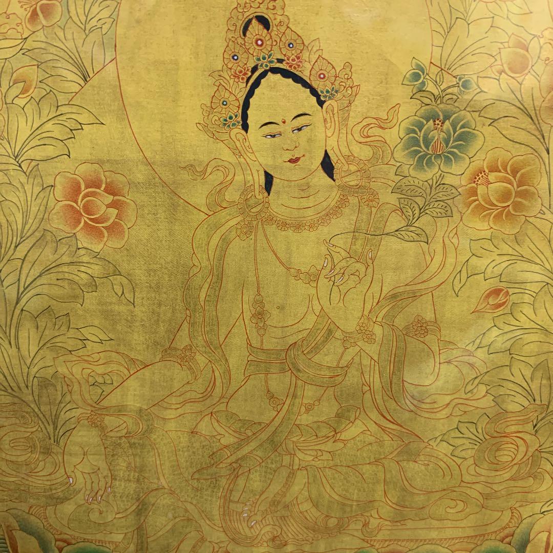 チベット　グリーンターラ菩薩　仏画