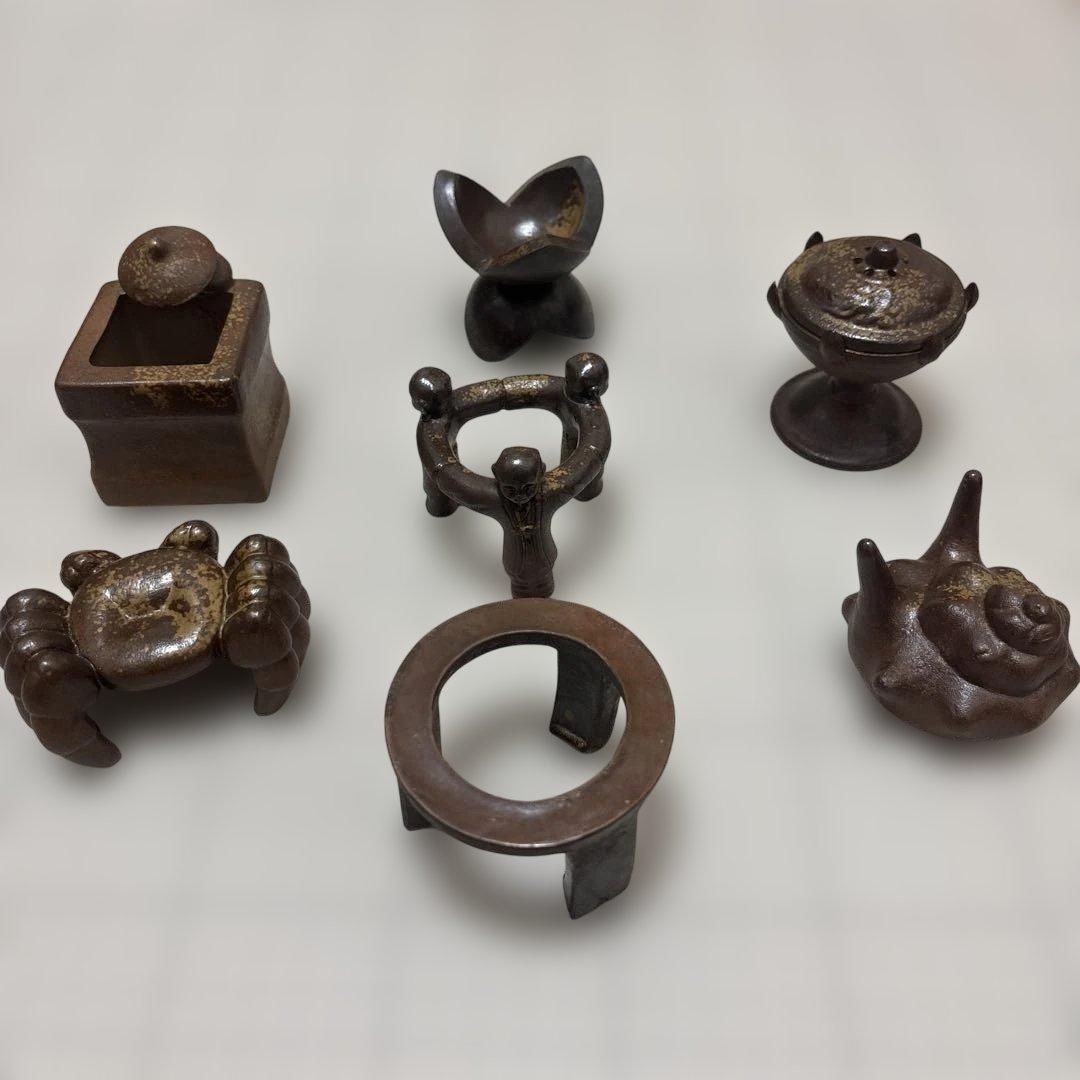備前焼　蓋置 ふた置 茶道具　7点セット