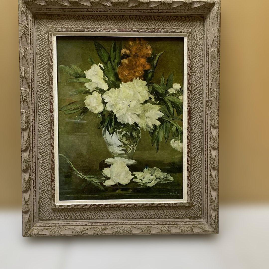RE7306油彩画 花瓶の花 M. Manuel F6