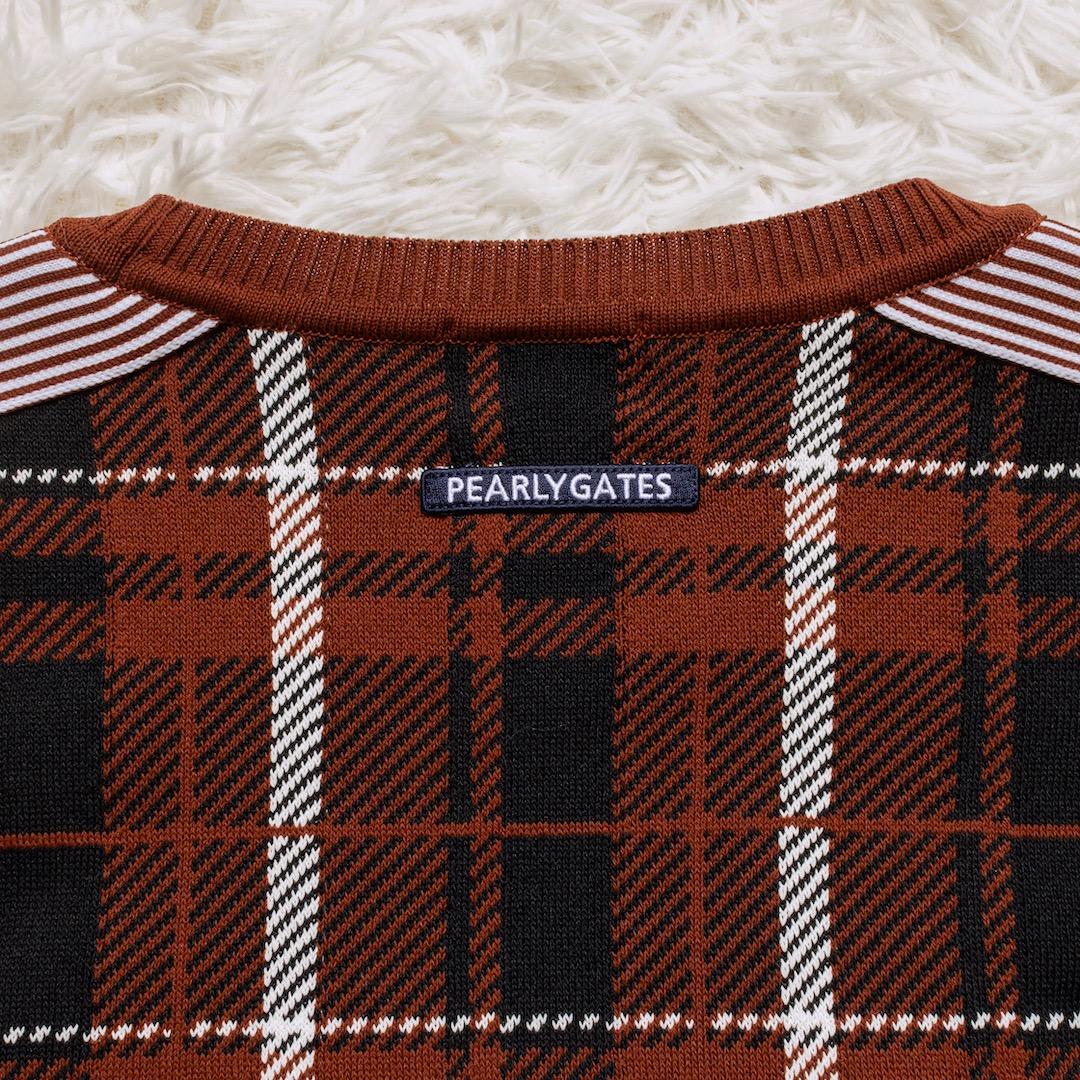 未使用 パーリーゲイツ 23AW ニット セーター チェック クルーネック 6