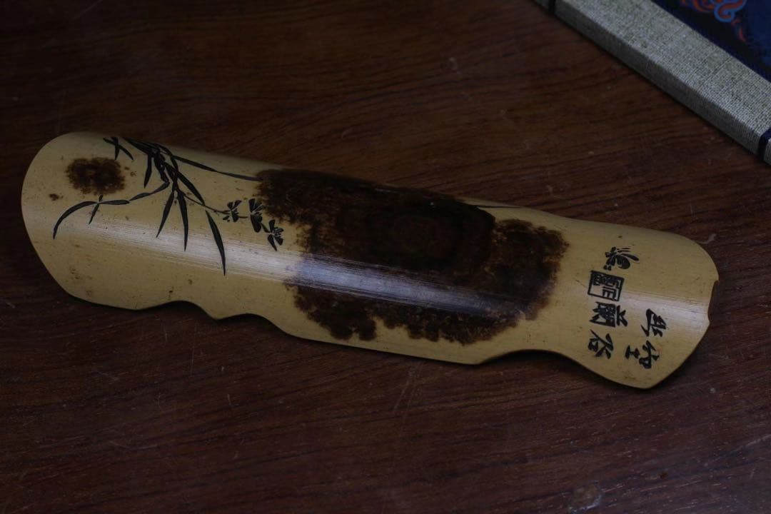 004古琴、茶則、七絃琴、竹、彫刻 茶合 茶道具 煎茶 中国茶、陳情令、魔道祖師