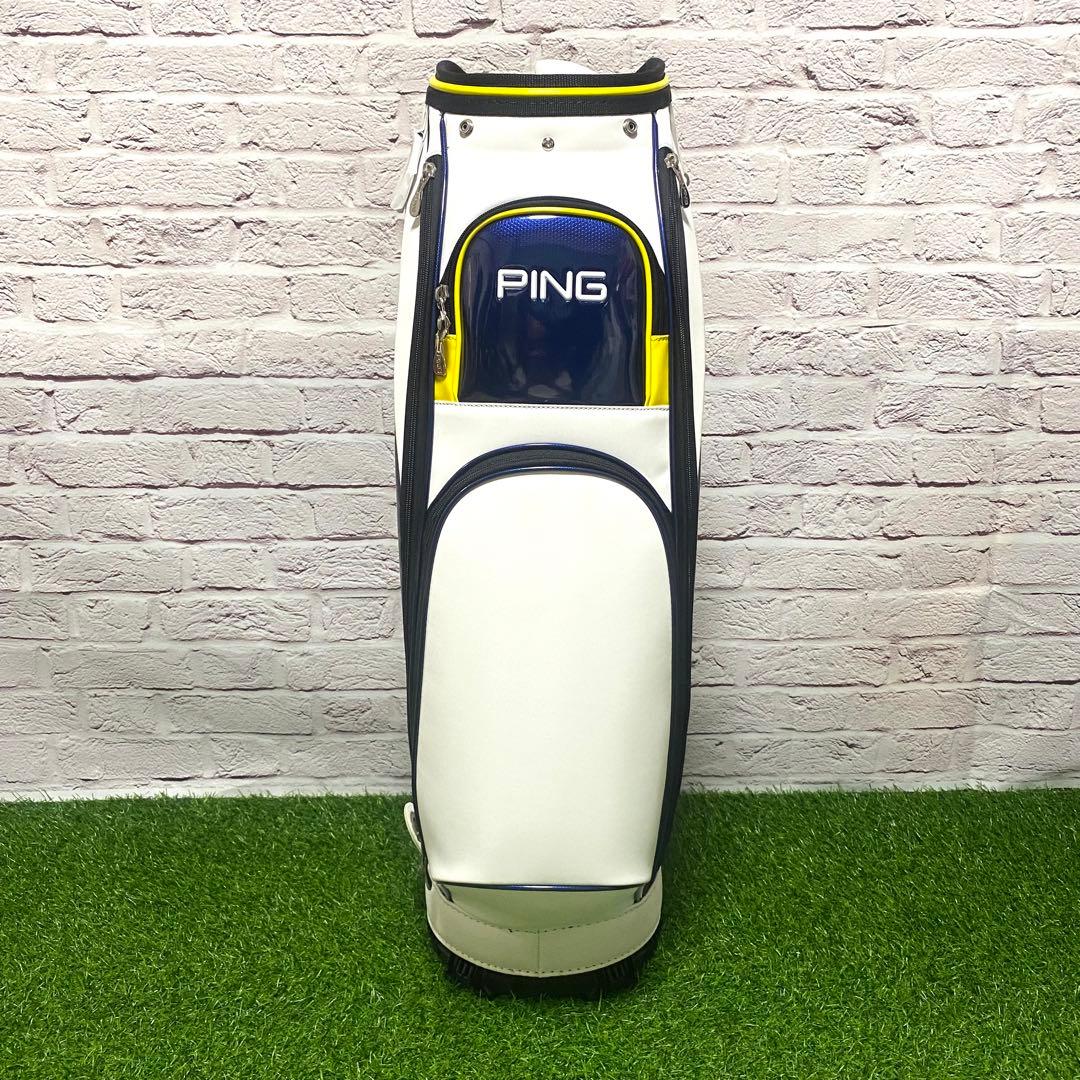【新品】PING ピン キャディバッグ ホワイト ネイビー ミスターピン ゴルフ