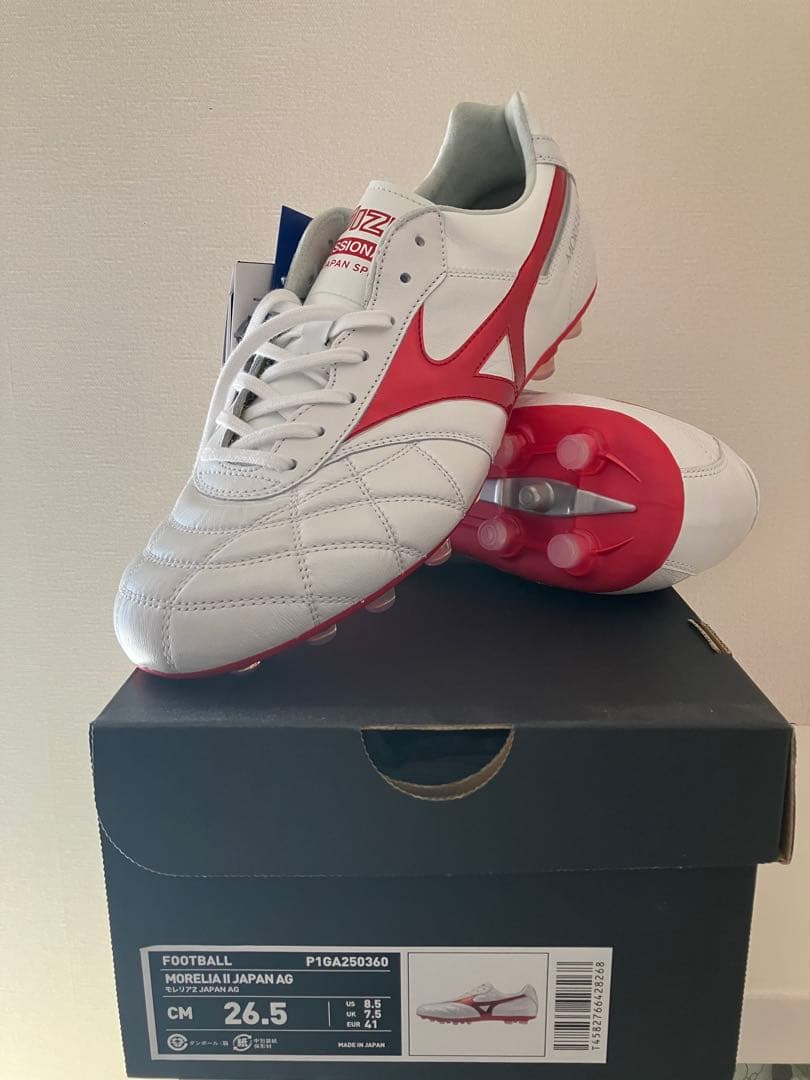 MIZUNO モレリア 2 JAPAN AG 26.5cm ホワイト/レッド