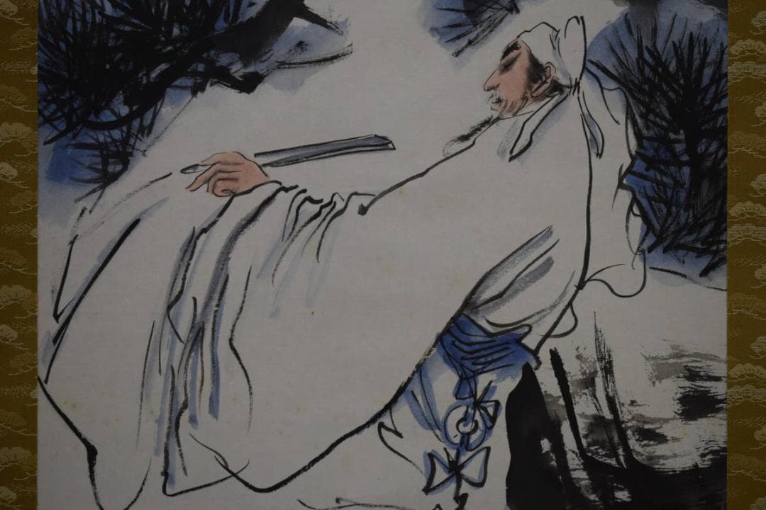 不詳/作者不詳/高士人物図/中国画/唐画/布袋屋掛軸HI-47