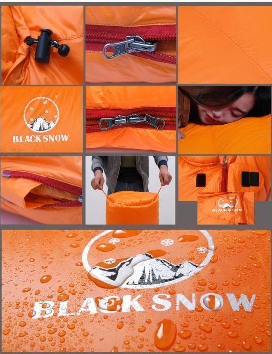 ★SALE★　高級ダウン使用　マミー型　寝袋 ダウンシュラフ　400g　ブラック