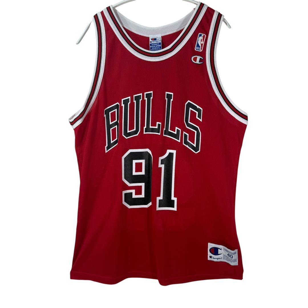 90s Champion NBA ブルズ ロドマン 91 バスケシャツ 40 赤