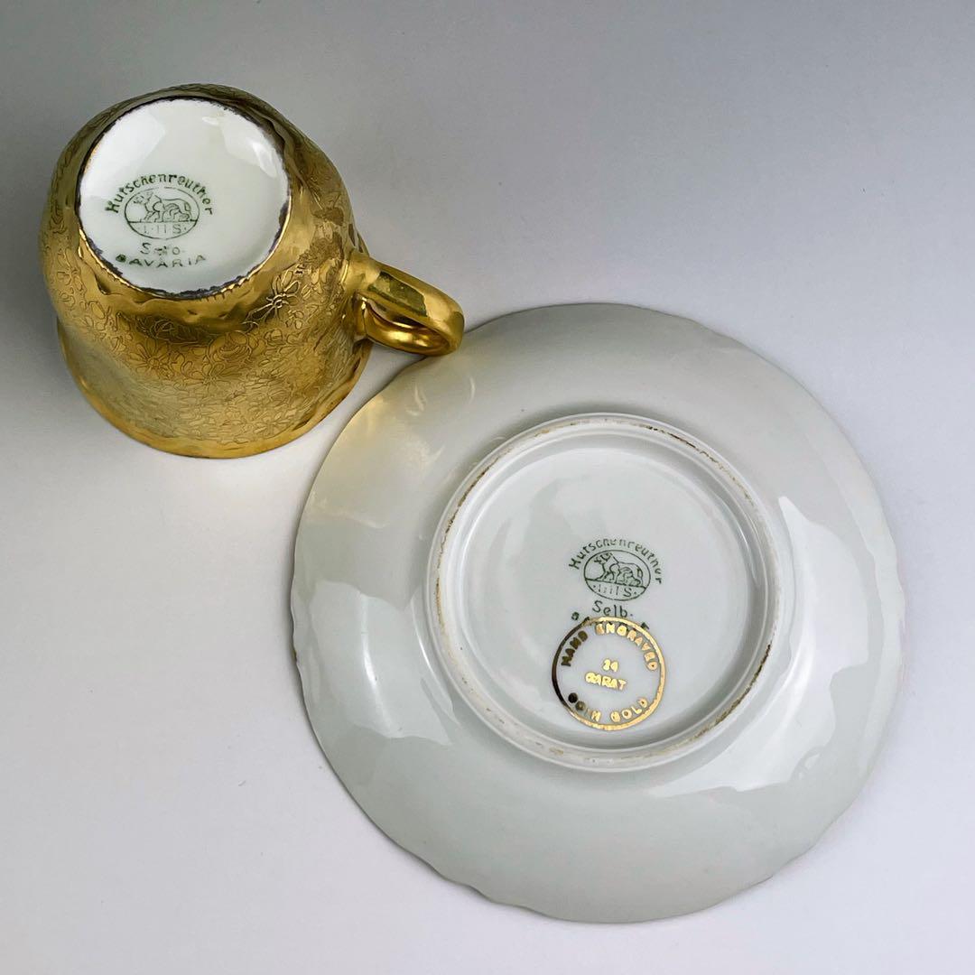 【希少】フッチェンロイター 24K 金彩 カップ＆ソーサー ハンドエングレーブド