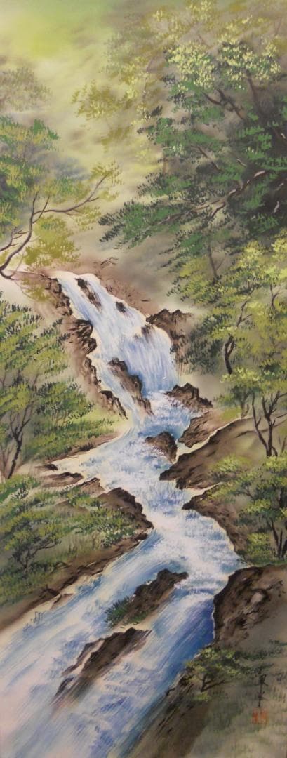 掛け軸 古川翠峯 奥入瀬 絹本 希少 軸装 茶道具 掛軸 美品 です。