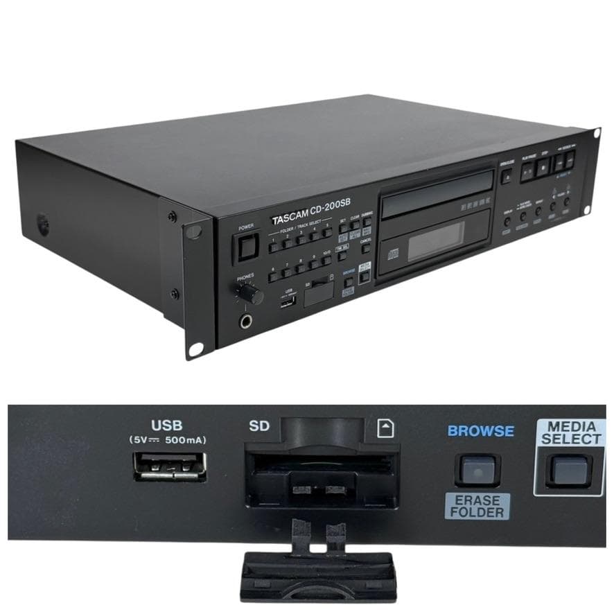 TASCAM CDプレーヤー SDカード/USBメモリー対応 CD-200SB
