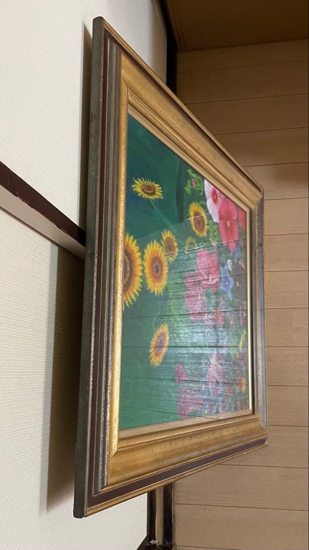 lili　青木誠一　油彩　ひまわり　朝顔　10号　1994年　8月　e31