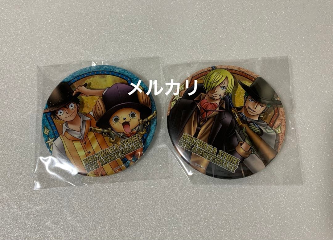 ONE PIECE ワンピース 麦わらストア　5周年記念袋　輩缶バッジ 2点