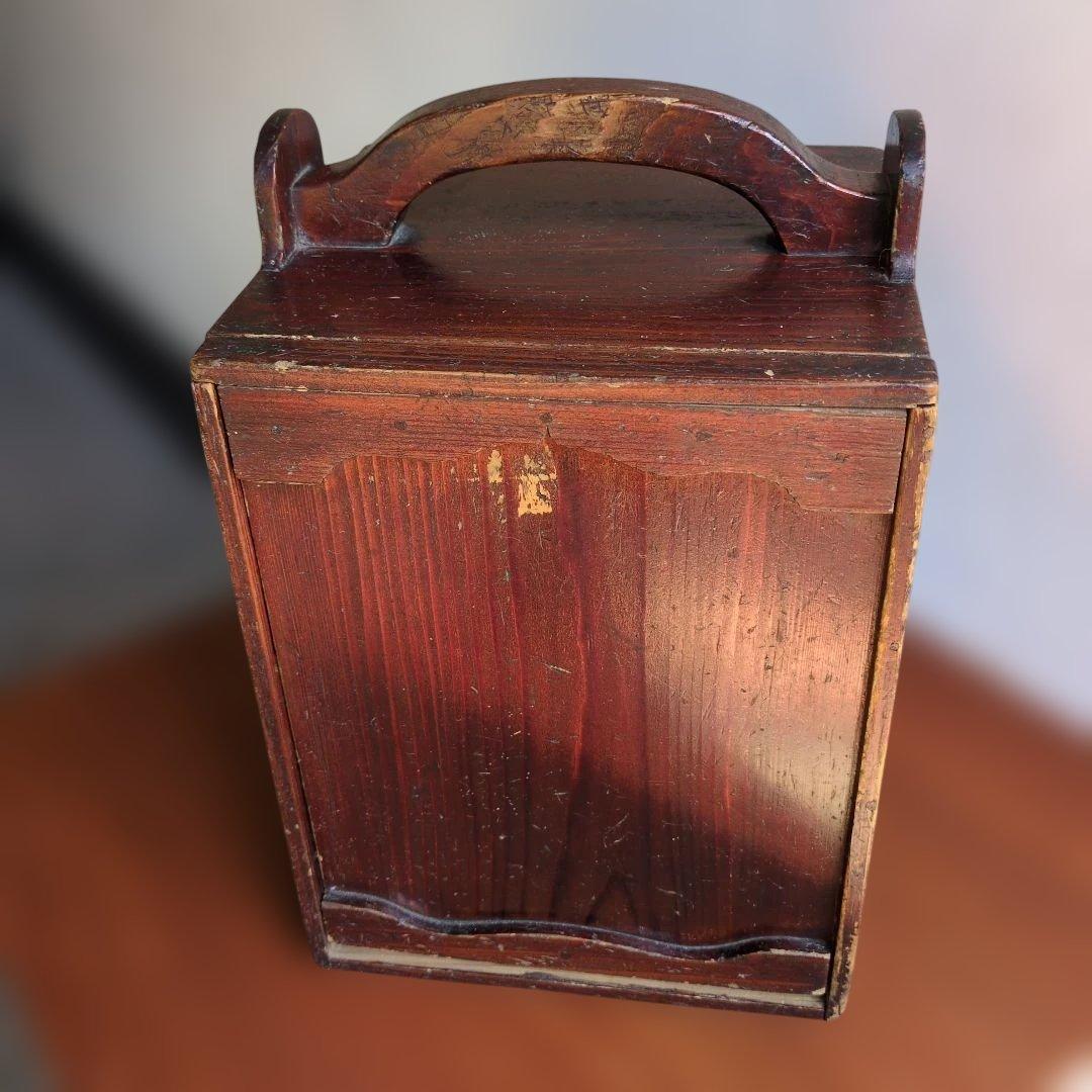 骨董品　訳あり　昔のオカモチ？木製収納箱