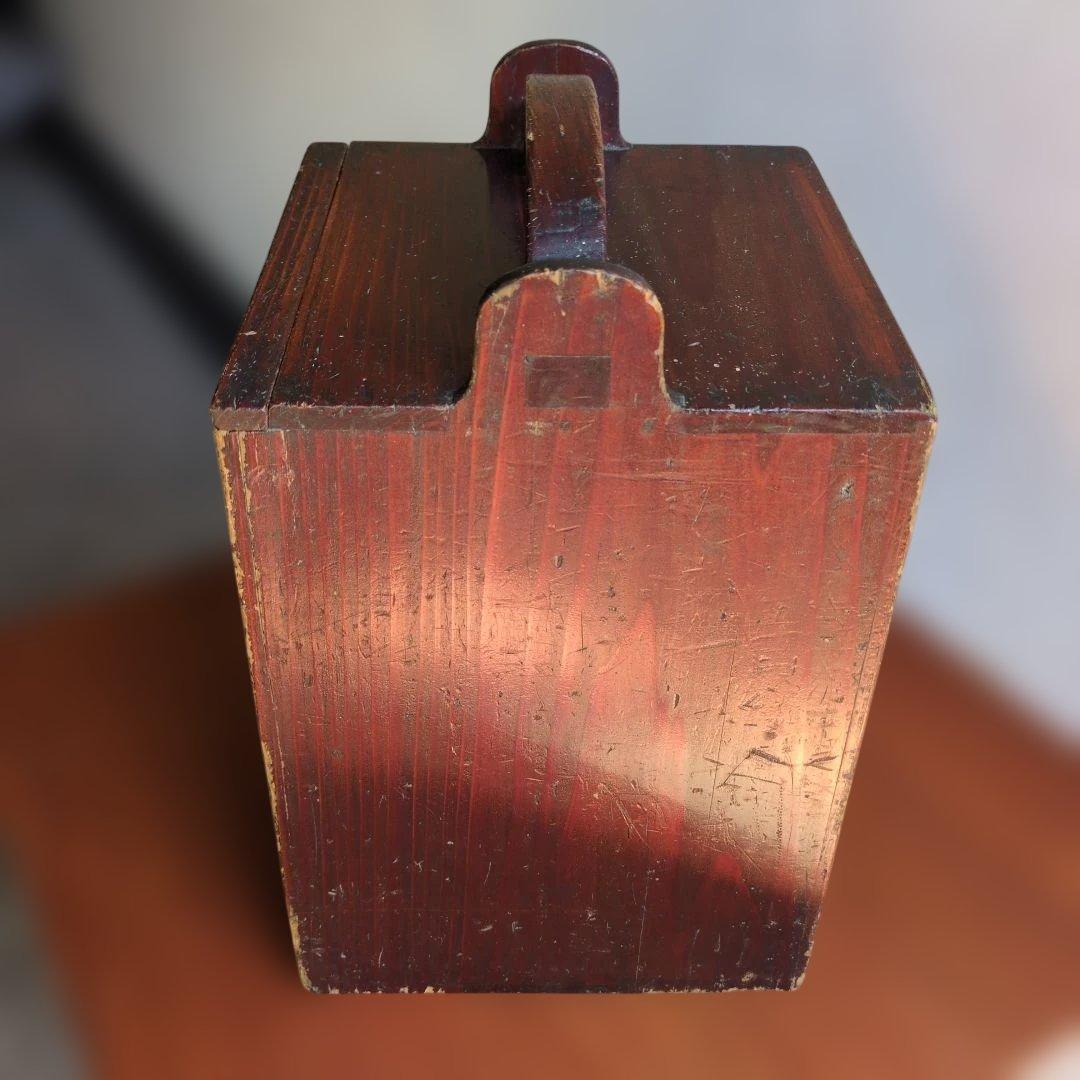 骨董品　訳あり　昔のオカモチ？木製収納箱