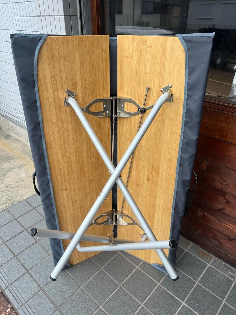 （美品）ワンアクションテーブルロング竹