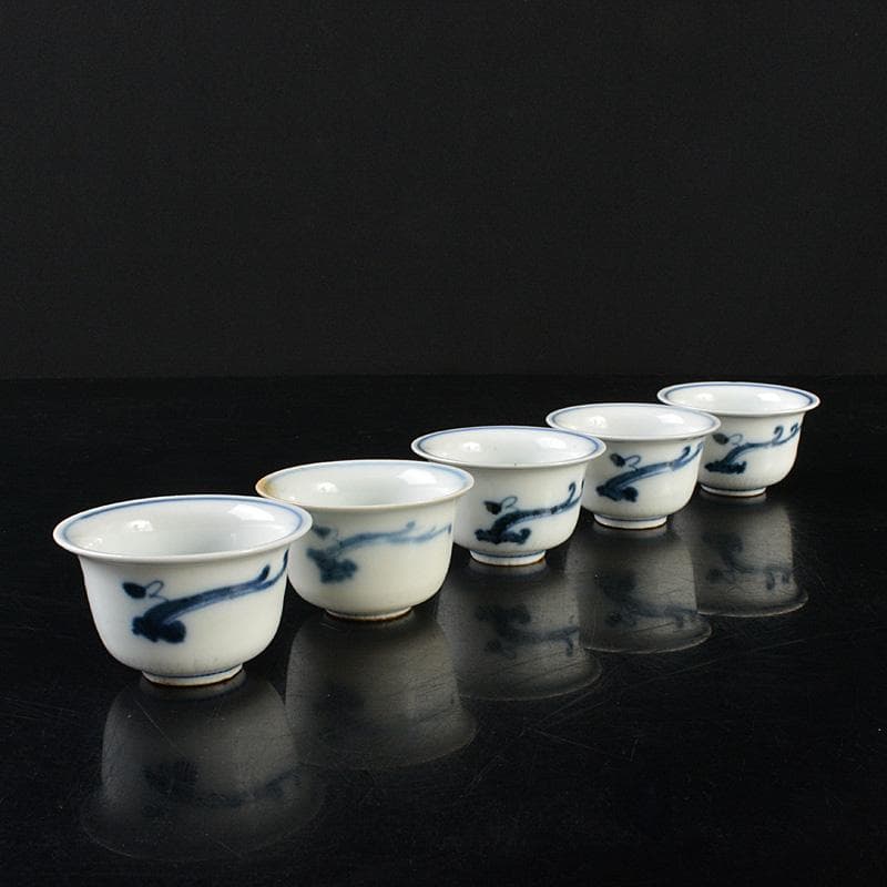 Myday公式　伊万里焼　古伊万里染付蔦文　煎茶器　五客　V　R6093