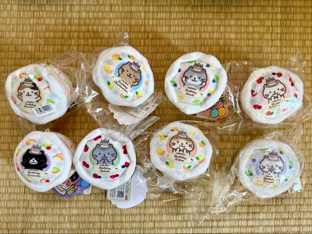 ハピンズ　ふくふくにゃんこ　バースデーケーキストラップ　コンプリートセット