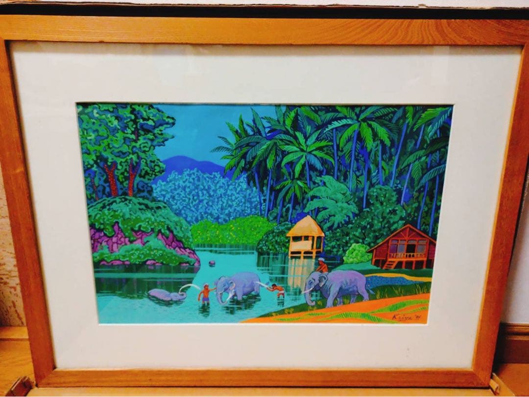 絵画　象の沐浴