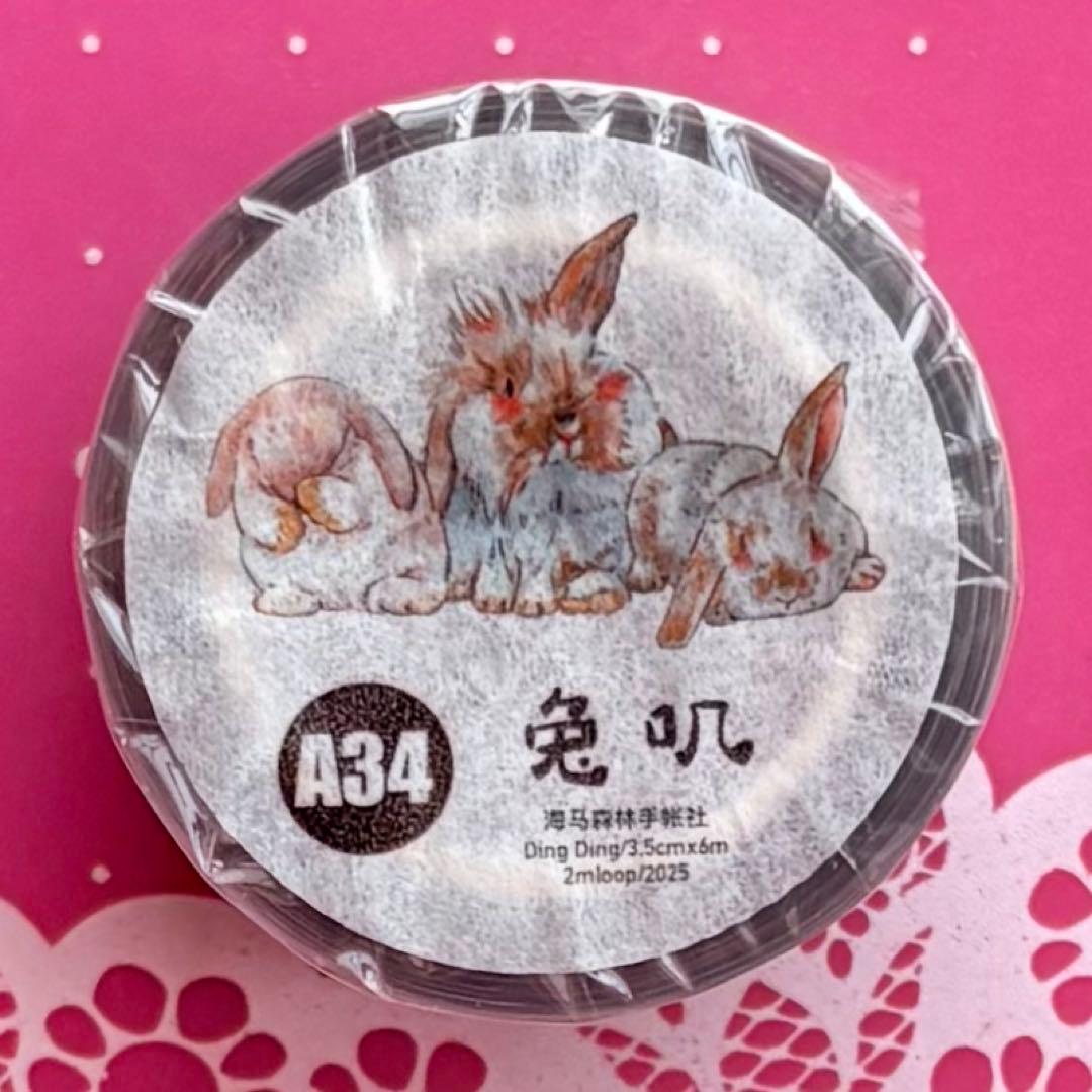 PET 兔叽 ダイカット加工 3.5cm×6m 海外マスキングテープ　ウサギ