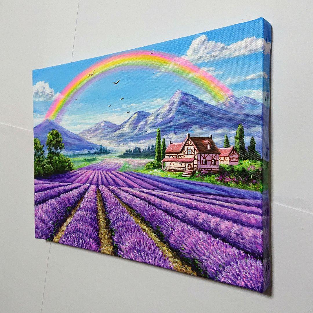 【Lavender garden】アクリル画 F4 風景画 絵画