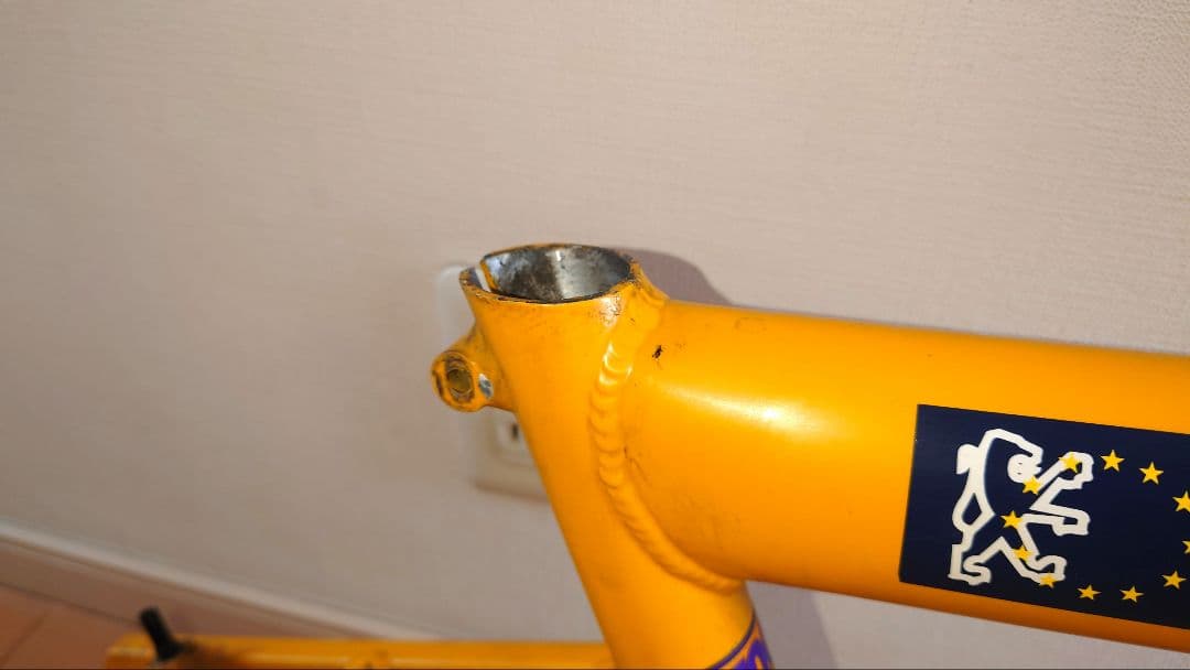 PEUGEOT 折りたたみ自転車フレーム イエロー 部品取り