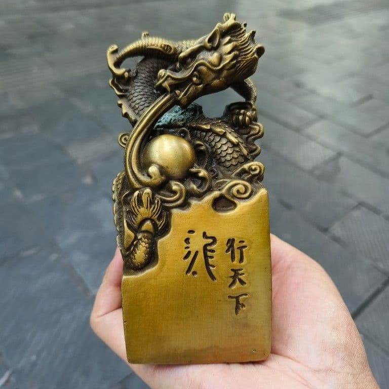 銅器 印章 竜行天下印 文房四宝 書道具 文房具 工芸品美術品 置物