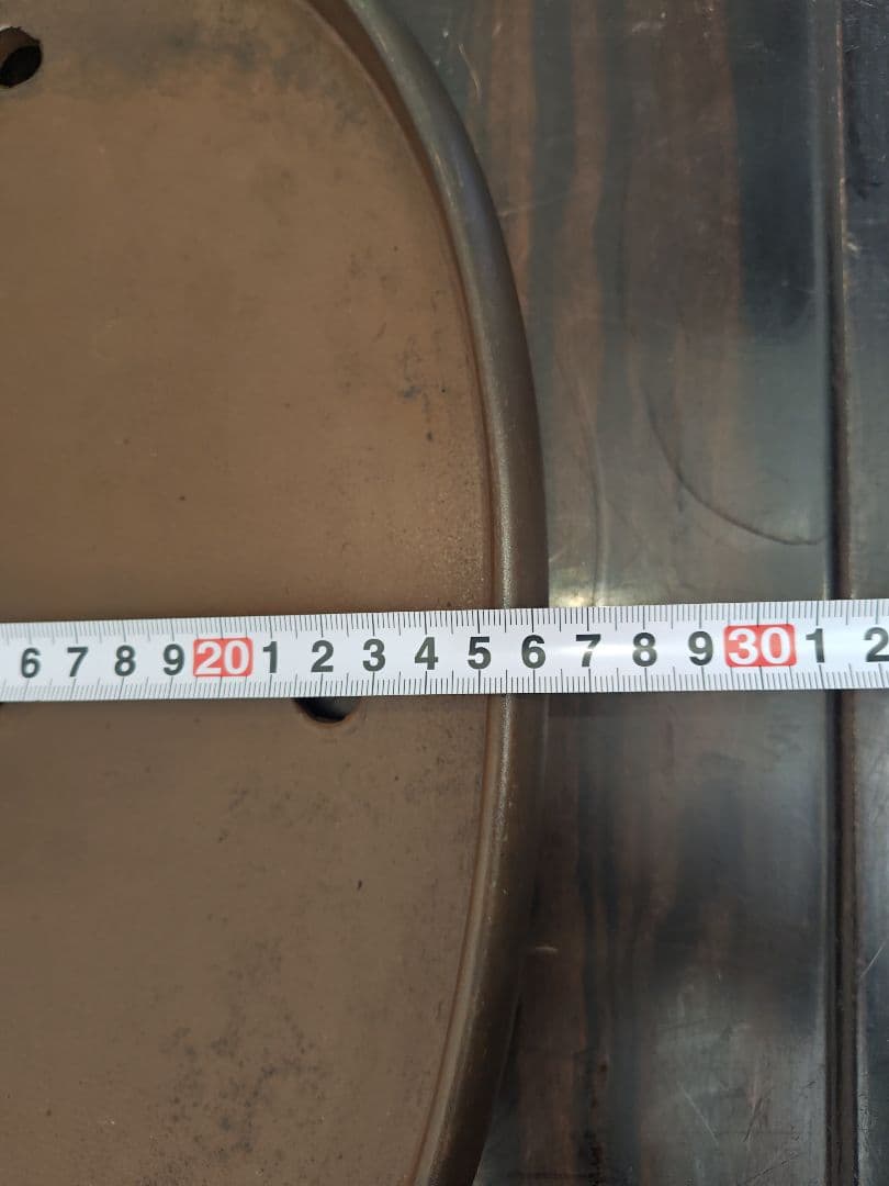 陶器製楕円形盆栽鉢 約40cm× 26cm×3.5cm　薄型・中型盆栽鉢　落款