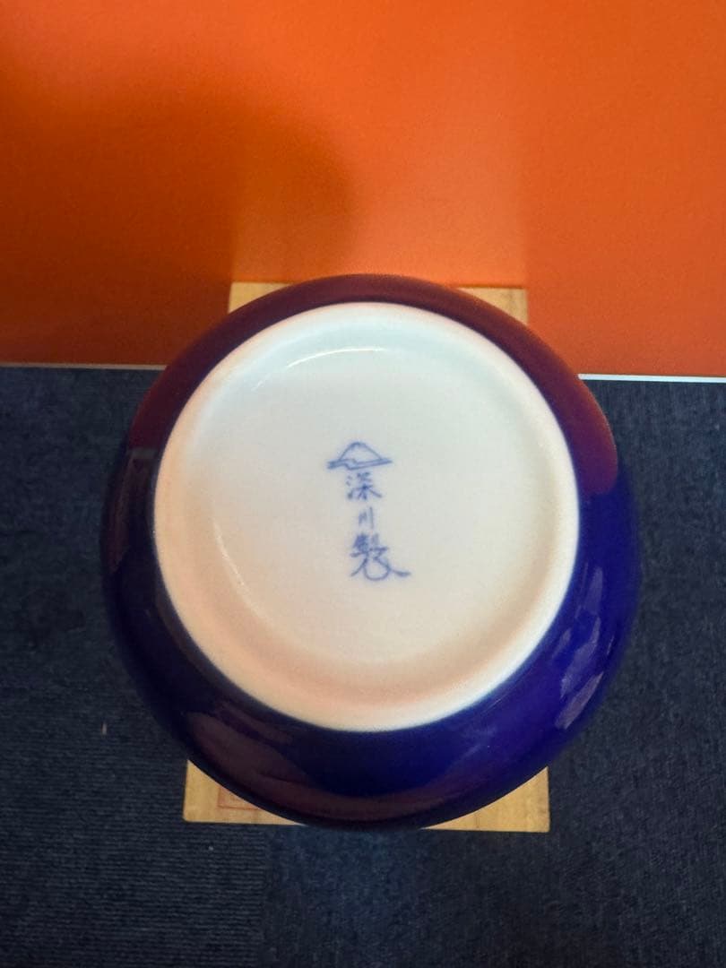 1888 深川製磁　葡萄瑠璃　松型花瓶　金彩　未使用