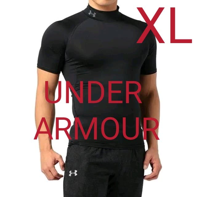 残少 XL アンダーアーマー 黒 コンプレッション 半袖 モック ゴルフ 野球