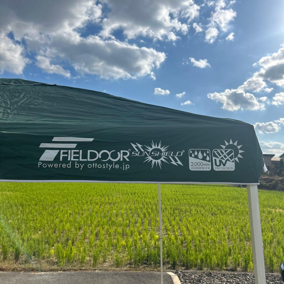 FIELDOOR タープ ワンタッチテント3mx3m グリーン　収納バッグ付