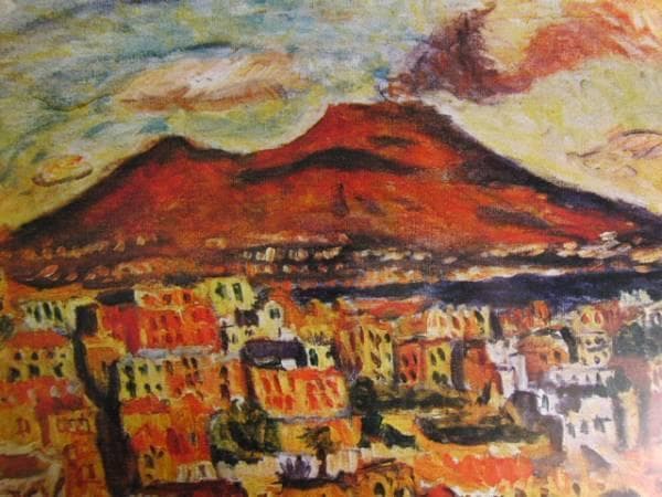梅原龍三郎、ヴェスヴィオとナポリの街、希少な額装用画集より、新品高級額装付
