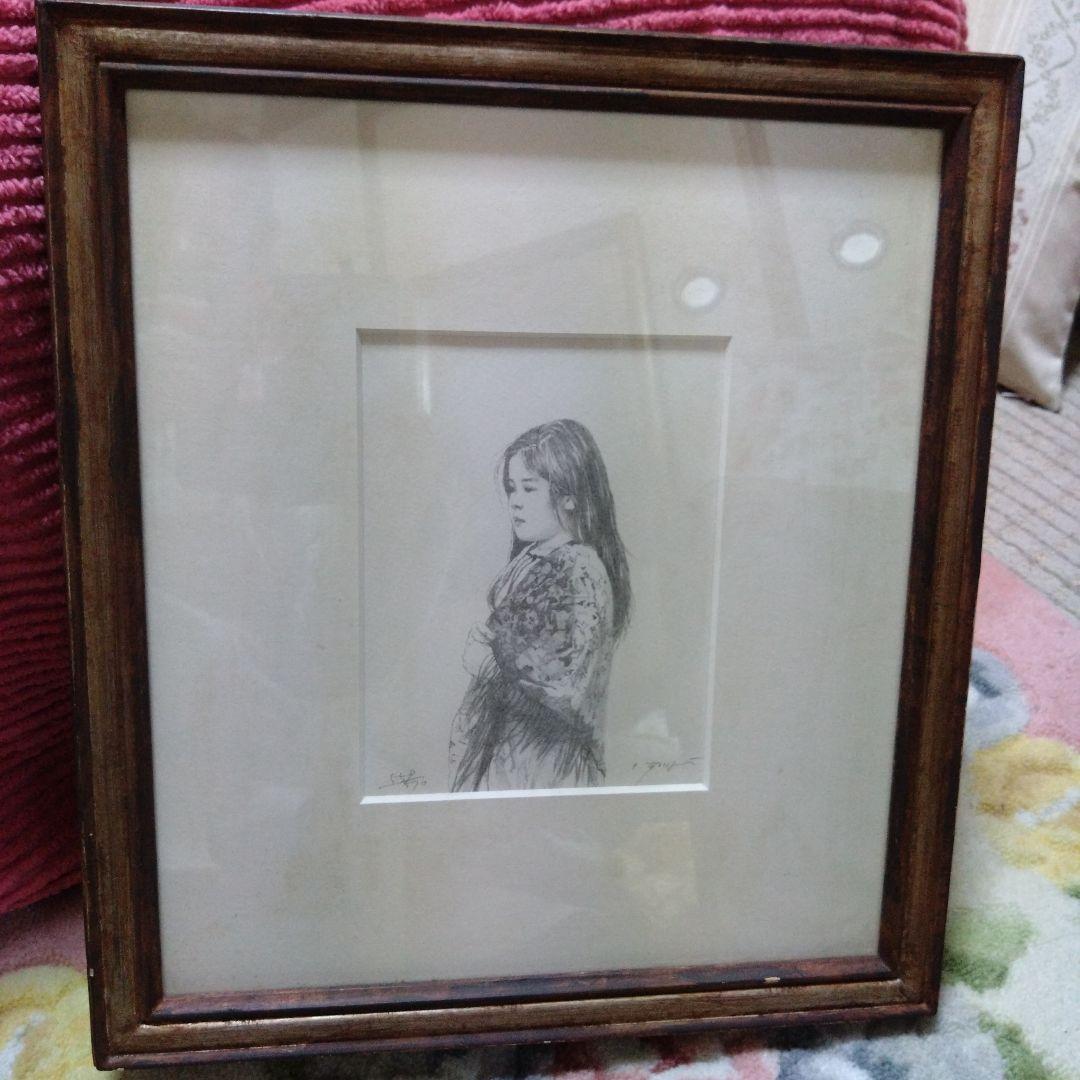 藤井勉さんの少女の絵画です。希少です。なかなか無いです希望と書いてありました。