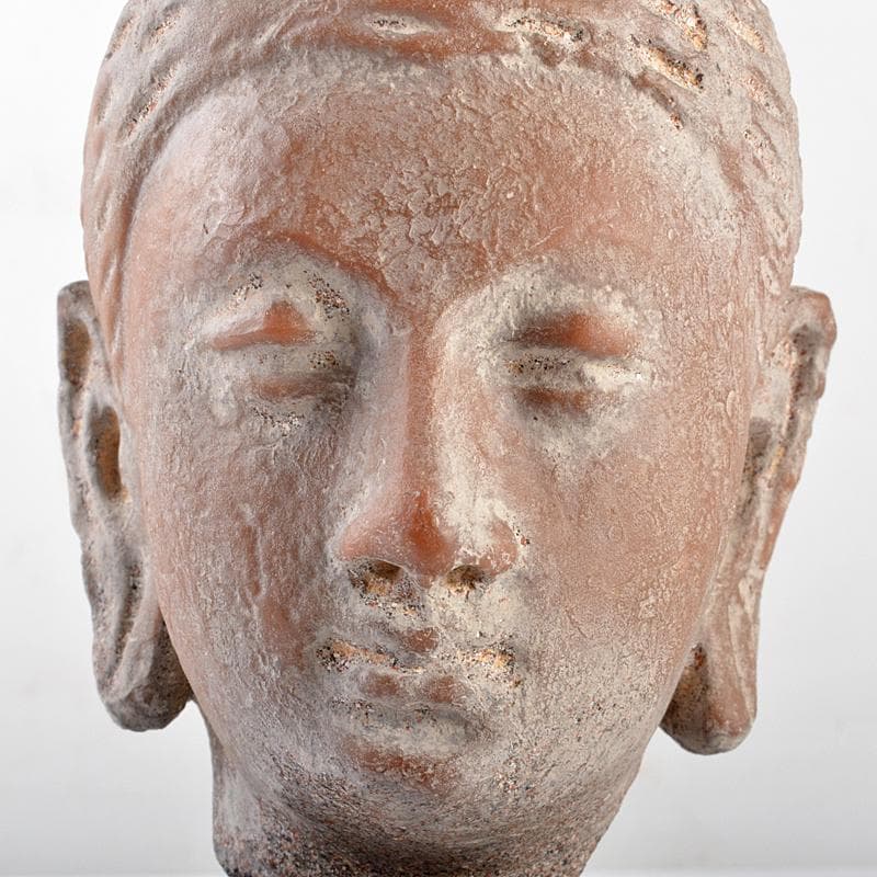 仏教美術　レプリカ　樹脂製　頭俑　仏頭　台座付　C　R5173