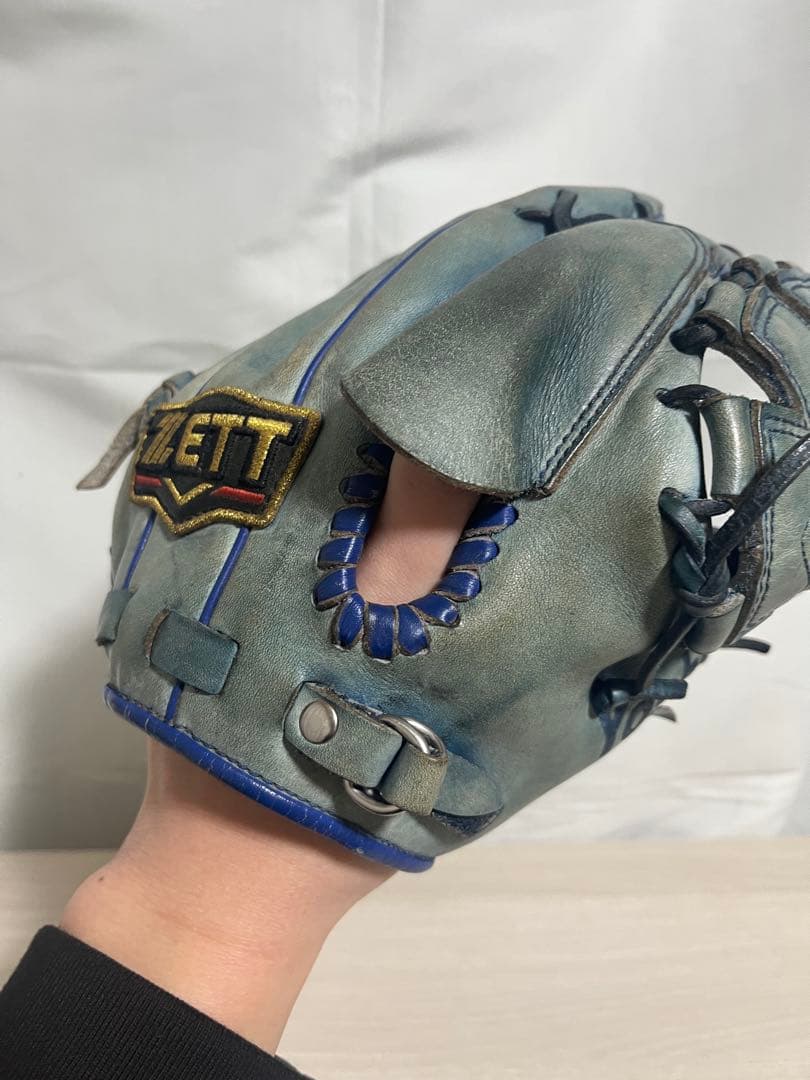 ZETT プロステイタス 硬式 オーダーグラブ 投手用 日本製 刺繍有 ブルー