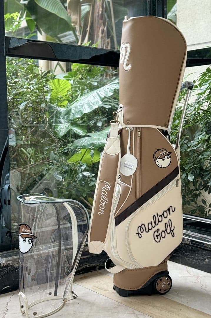 即発送現品限★Malbon Golf キャディバッグ ベージュキャスター付き