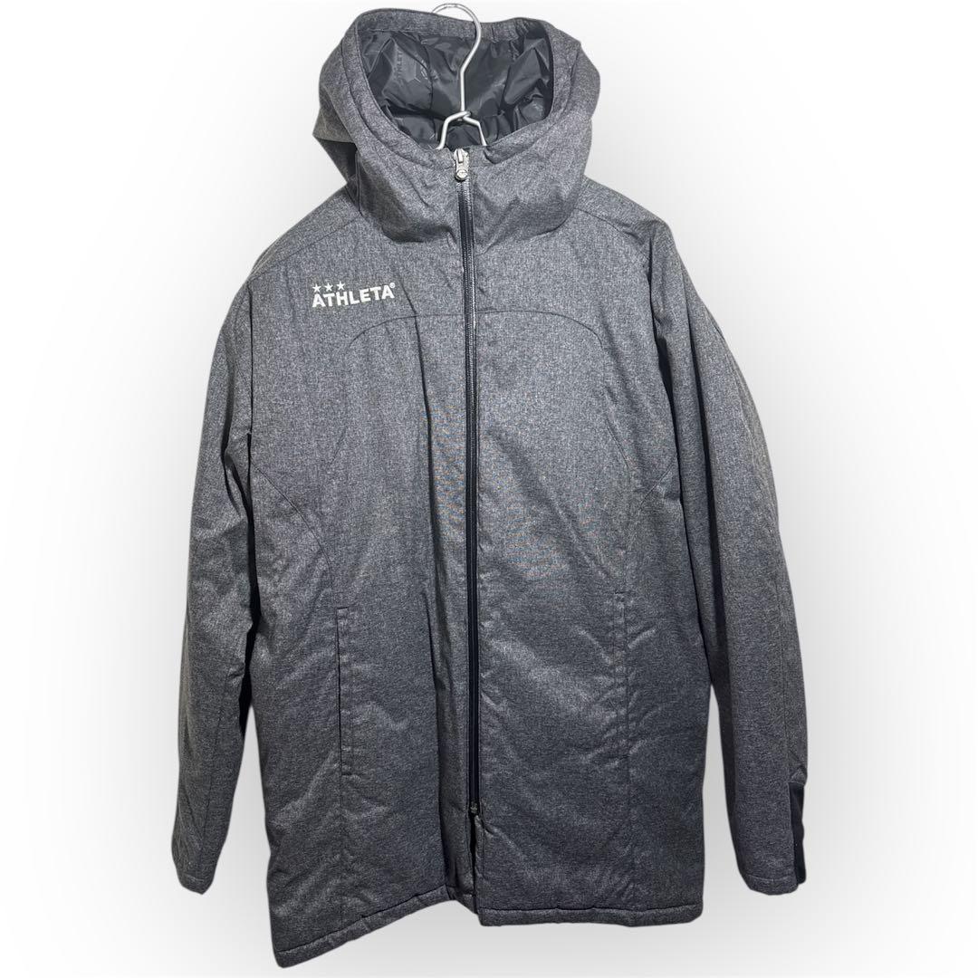 ATHLETA 中綿ジャケット メンズM グレー フード付き 防寒 アスレタ