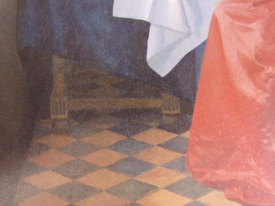 ヨハネス・フェルメール、「二人の紳士と女」、希少な画集の額装画