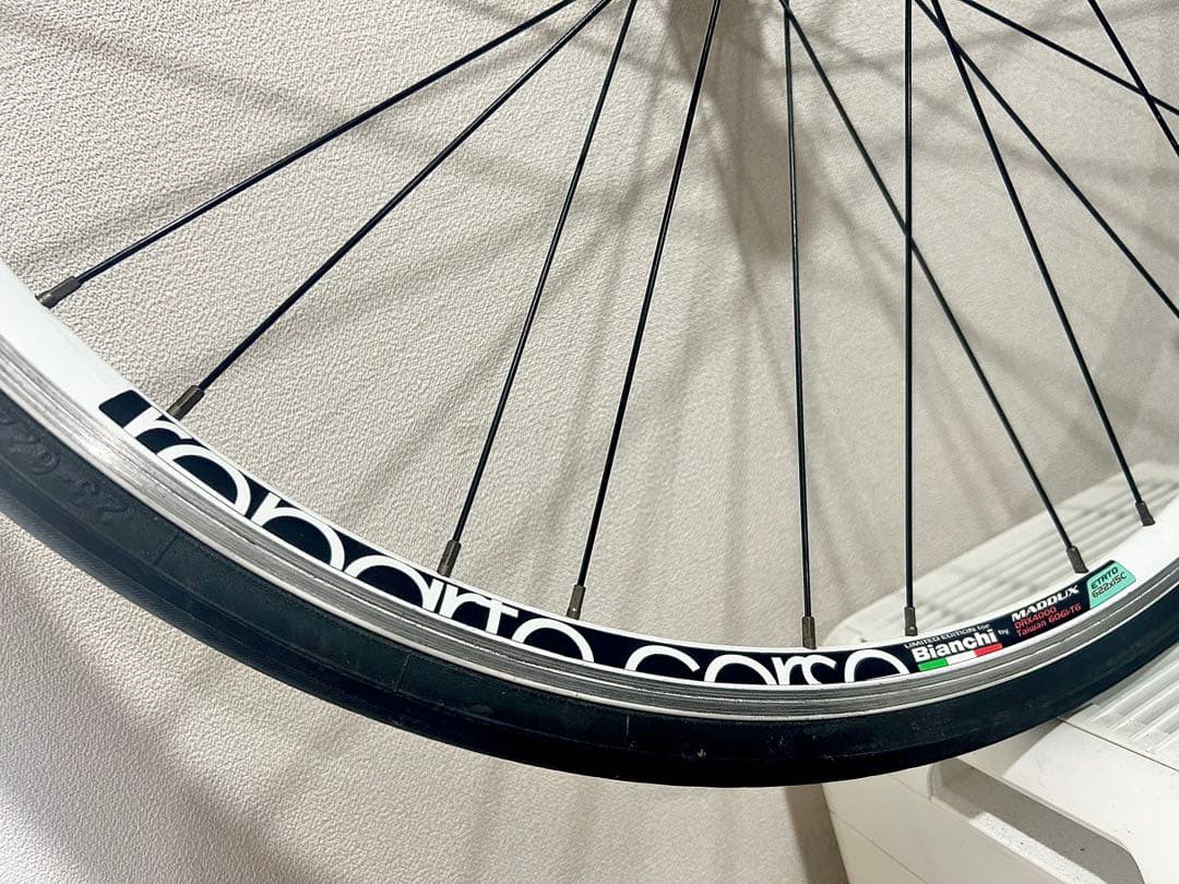 【Bianchiビアンキ】純正limitedホイール前輪◆貴重なカッコいい白リム