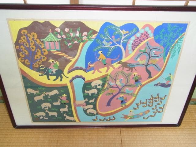 ’70年文化大革命◆高風作『農村風景』金山農民画 第４回江南之春美術展１等受賞者