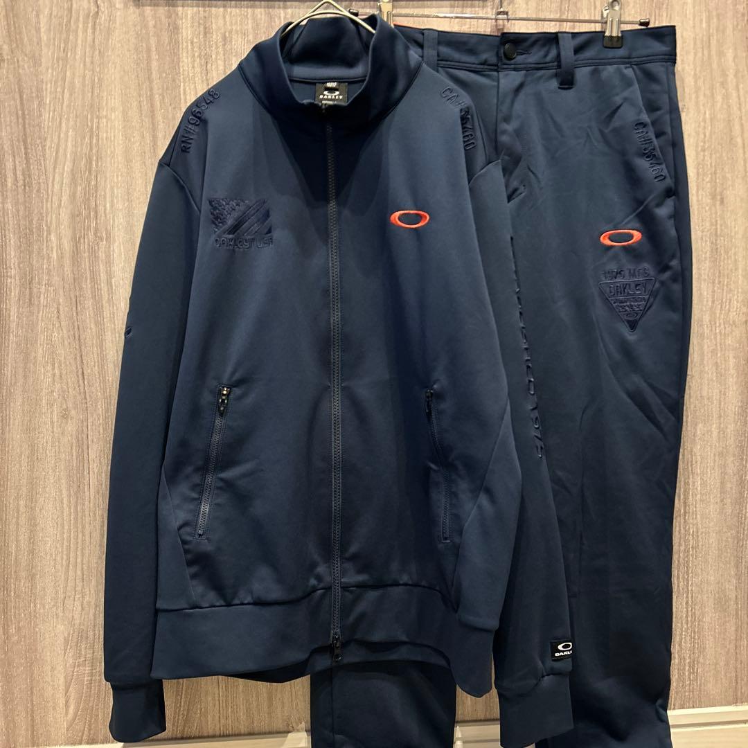 【美品】OAKLEY ゴルフウェア 上下セットアップ ジャージ 刺繍ロゴ 古着