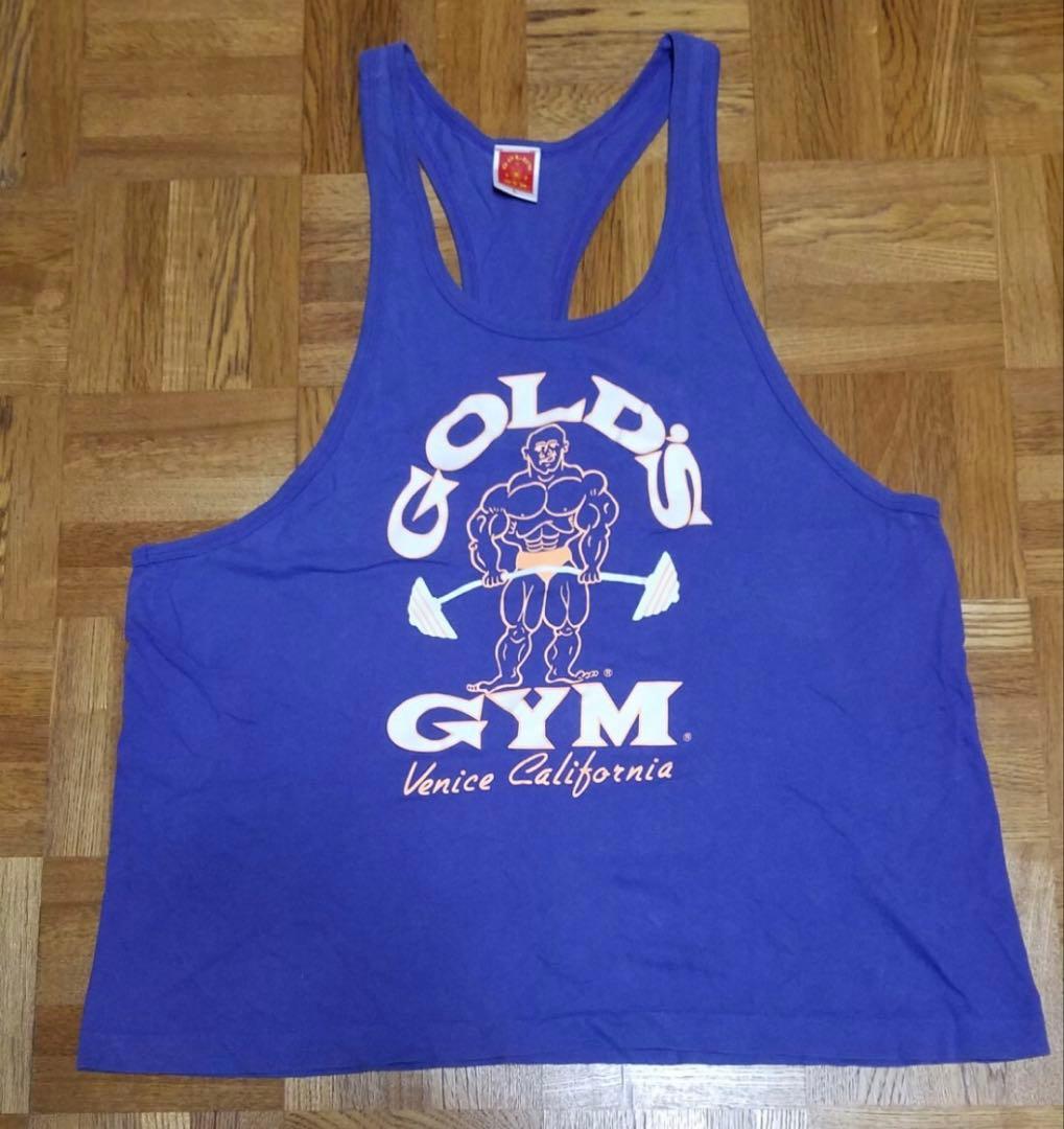 GOLD'S GYM ゴールドジムタンクトップ✨紫×白　ヴィンテージ　Yバック