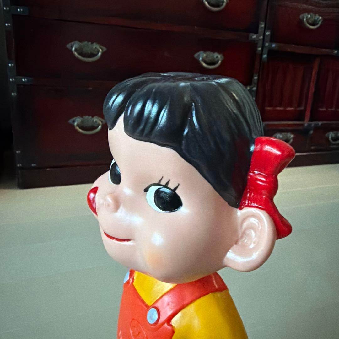 【当時物】ペコちゃん首振り人形不二家　ミルキーブリキ台座 約30cm 昭和レトロ