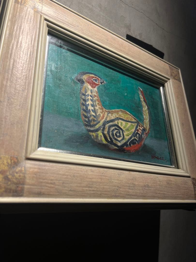 油彩画　作者不明　直筆サインあり