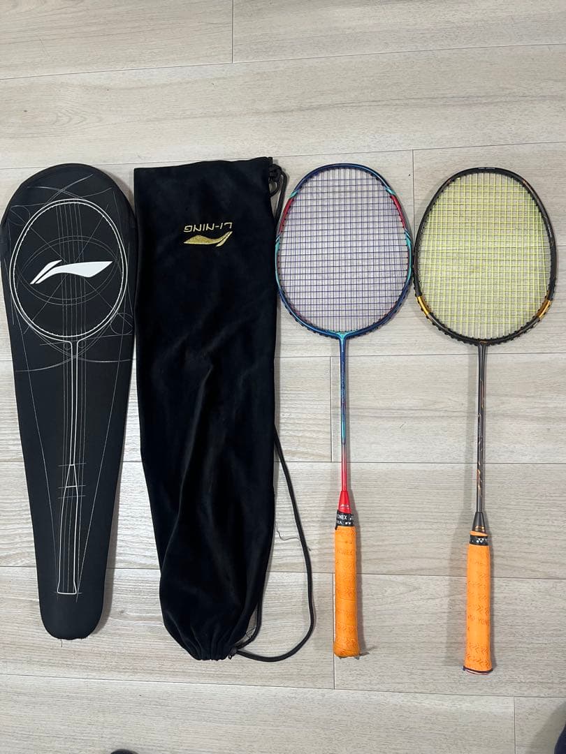 未使用！渡辺勇大使用モデル！LI-NING 9000C等バトミントンラケット２点