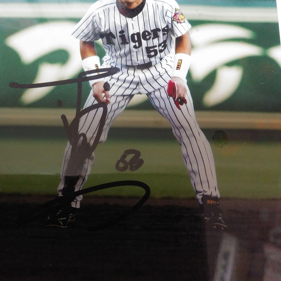 阪神タイガース赤星53自筆サイン入り選手写真 木製フレーム
