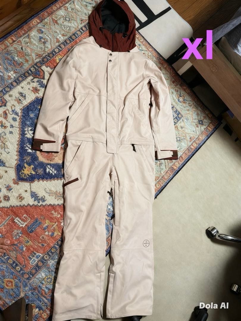 【XL】ワンピース スキーウェア つなぎ 淡ピンクベンチレーション付 防水 美品