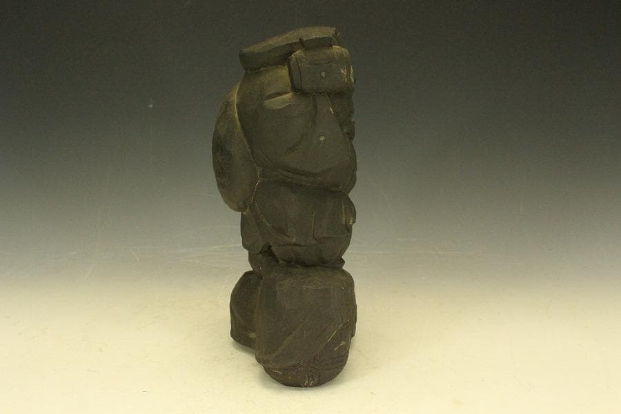 古銅 木彫刻写 大黒 像 高26.7cm(A366)