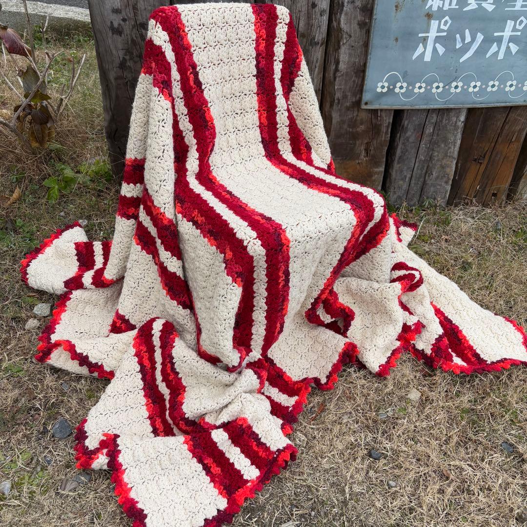 【USA vintage】グラニー ブランケット 膝掛け ラグ こたつカバー