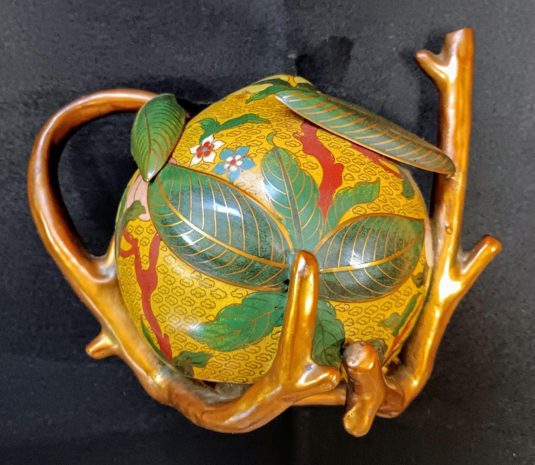 茶壺　七宝焼き　倣古　水差し　置物　中国　大きい　オブジェ　工芸品　インテリア
