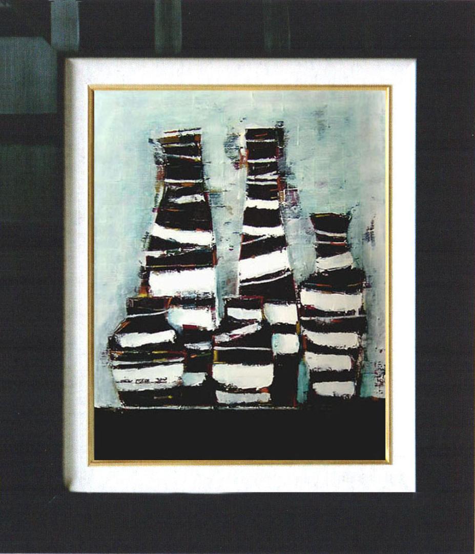 油絵 菅家令子 絵 絵画インテリア 額付(白) uF6-063104 静物 花瓶