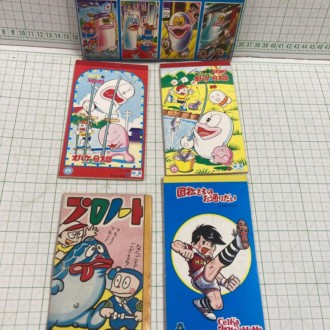 1970年代藤子不二雄のオバケのQ太郎のメモ帳２冊と面子ハットリくん国松5種類
